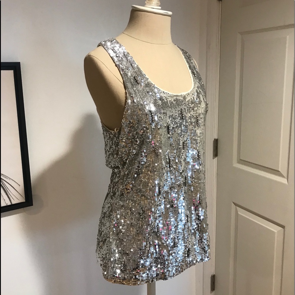 Alice & Olivia Silver Sequence Tank Blouse size S - Picture 3 of 7